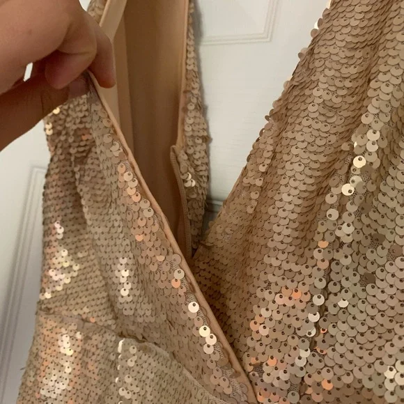 Lulu’s Blush Pink Sequins Long Maxi Dress Wedding Formal Tank Sleeveless - Picture 5 of 8